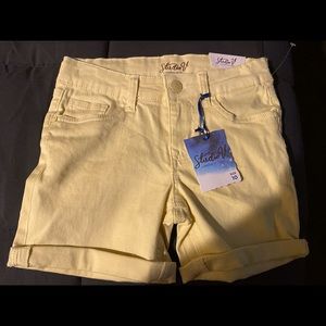 Girls Yellow Cuffed Jean Shorts